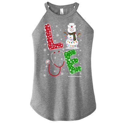 Physicaltherapylife Nurse Nursing Christmas Snow Nurse Gift Women's Perfect Tri Rocker Tank