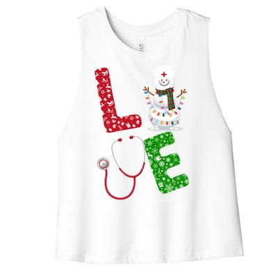 Physicaltherapylife Nurse Nursing Christmas Snow Nurse Gift Women's Racerback Cropped Tank