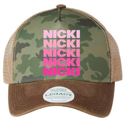 Personalized Name Nicki I Love Nicki Pink Vintage Legacy Tie Dye Trucker Hat