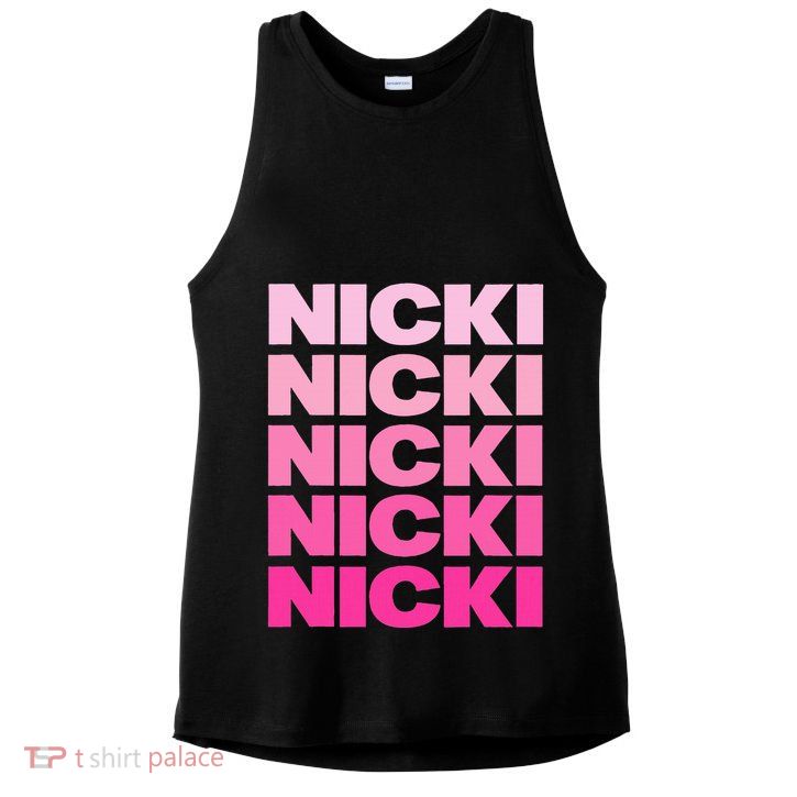 Personalized Name Nicki I Love Nicki Pink Vintage Ladies PosiCharge Tri-Blend Wicking Tank