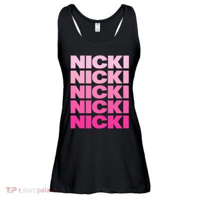 Personalized Name Nicki I Love Nicki Pink Vintage Ladies Essential Flowy Tank