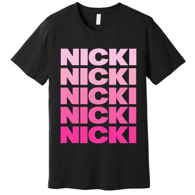 Personalized Name Nicki I Love Nicki Pink Vintage Premium T-Shirt