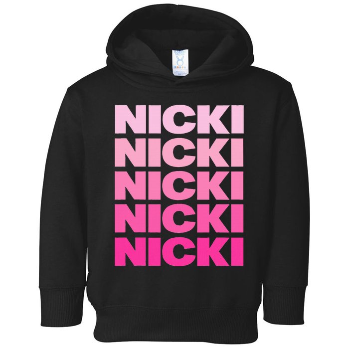 Personalized Name Nicki I Love Nicki Pink Vintage Toddler Hoodie