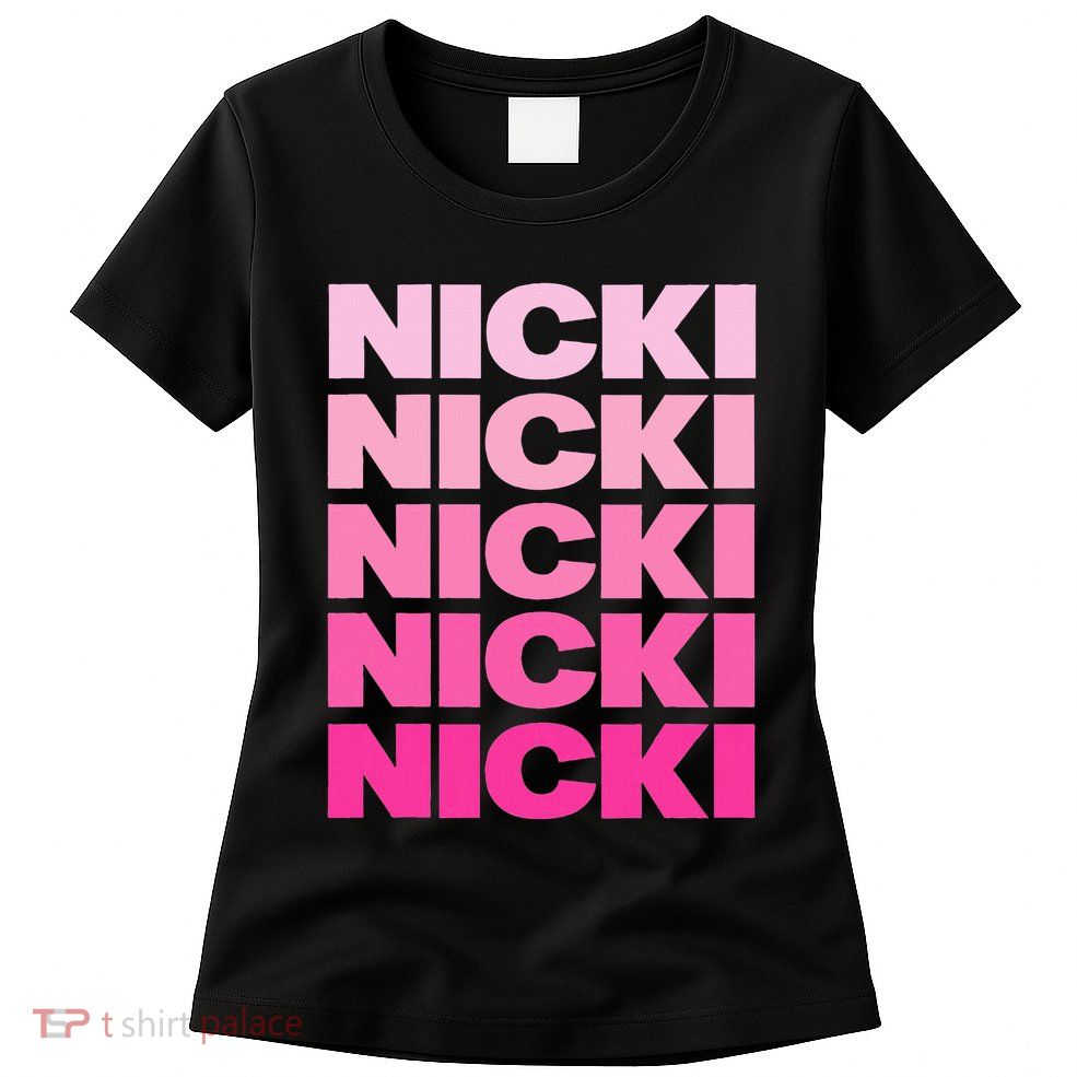 Personalized Name Nicki I Love Nicki Pink Vintage Womens T-Shirt