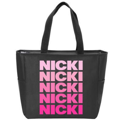 Personalized Name Nicki I Love Nicki Pink Vintage Zip Tote Bag