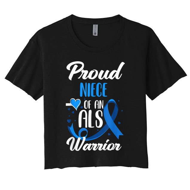 Proud Niece Of An ALS Warrior Aunt Uncle ALS Awareness Women's Crop Top Tee
