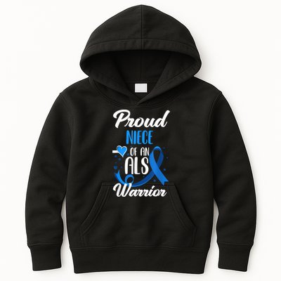 Proud Niece Of An ALS Warrior Aunt Uncle ALS Awareness Kids Hoodie