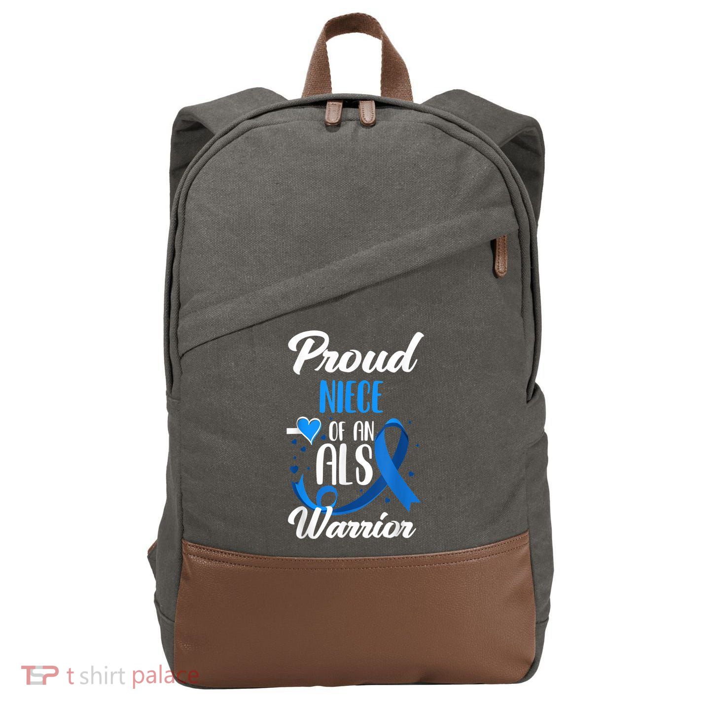 Proud Niece Of An ALS Warrior Aunt Uncle ALS Awareness Cotton Canvas Backpack