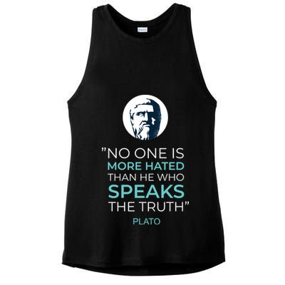 Plato No One Is More Hated Than He Who Speaks The Truth Ladies PosiCharge Tri-Blend Wicking Tank