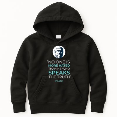Plato No One Is More Hated Than He Who Speaks The Truth Kids Hoodie