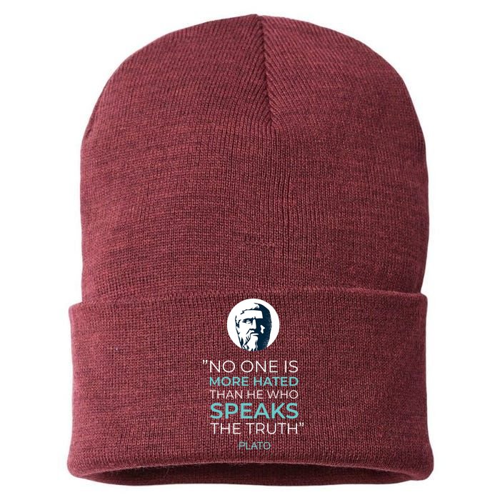 Plato No One Is More Hated Than He Who Speaks The Truth Sustainable Knit Beanie
