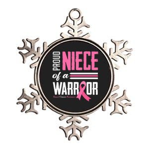 Proud Niece Of A Warrior Aunt Breast Cancer Awareness Metallic Star Ornament