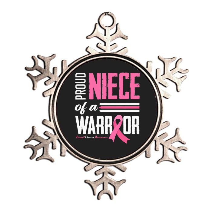 Proud Niece Of A Warrior Aunt Breast Cancer Awareness Metallic Star Ornament