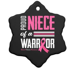 Proud Niece Of A Warrior Aunt Breast Cancer Awareness Ceramic Star Ornament