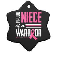 Proud Niece Of A Warrior Aunt Breast Cancer Awareness Ceramic Star Ornament