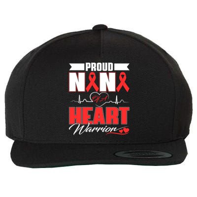 Proud Nana Of A Heart Warrior Heart Disease Awareness Month Funny Gift Wool Snapback Cap