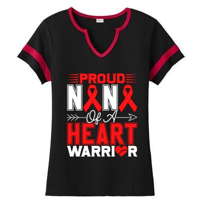 Proud Nana Of A Heart Warrior Heart Disease Awareness Month Funny Gift Ladies Halftime Notch Neck Tee