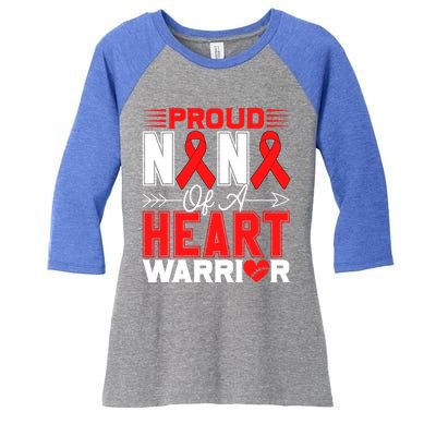 Proud Nana Of A Heart Warrior Heart Disease Awareness Month Funny Gift Women's Tri-Blend 3/4-Sleeve Raglan Shirt