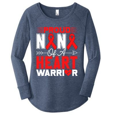 Proud Nana Of A Heart Warrior Heart Disease Awareness Month Funny Gift Women's Perfect Tri Tunic Long Sleeve Shirt