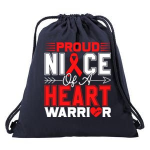 Proud Niece Of A Heart Warrior Heart Disease Awareness Month Gift Drawstring Bag