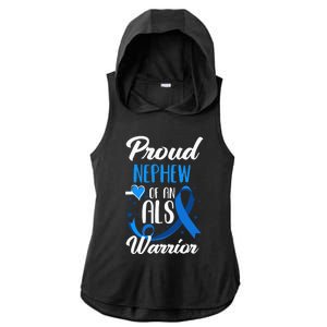 Proud Nephew Of An ALS Warrior Aunt Uncle ALS Awareness Ladies PosiCharge Tri-Blend Wicking Draft Hoodie Tank