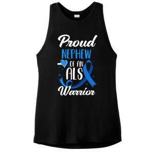 Proud Nephew Of An ALS Warrior Aunt Uncle ALS Awareness Ladies PosiCharge Tri-Blend Wicking Tank