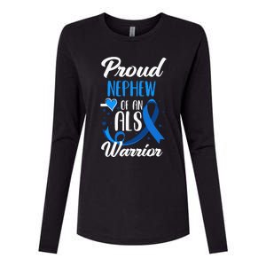 Proud Nephew Of An ALS Warrior Aunt Uncle ALS Awareness Womens Cotton Relaxed Long Sleeve T-Shirt