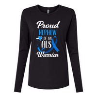 Proud Nephew Of An ALS Warrior Aunt Uncle ALS Awareness Womens Cotton Relaxed Long Sleeve T-Shirt