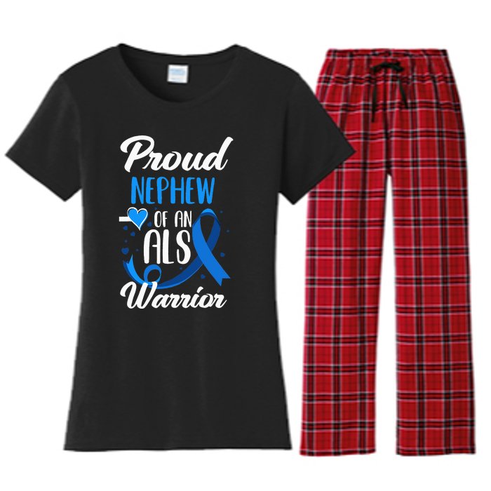 Proud Nephew Of An ALS Warrior Aunt Uncle ALS Awareness Women's Flannel Pajama Set