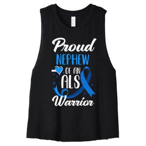 Proud Nephew Of An ALS Warrior Aunt Uncle ALS Awareness Women's Racerback Cropped Tank