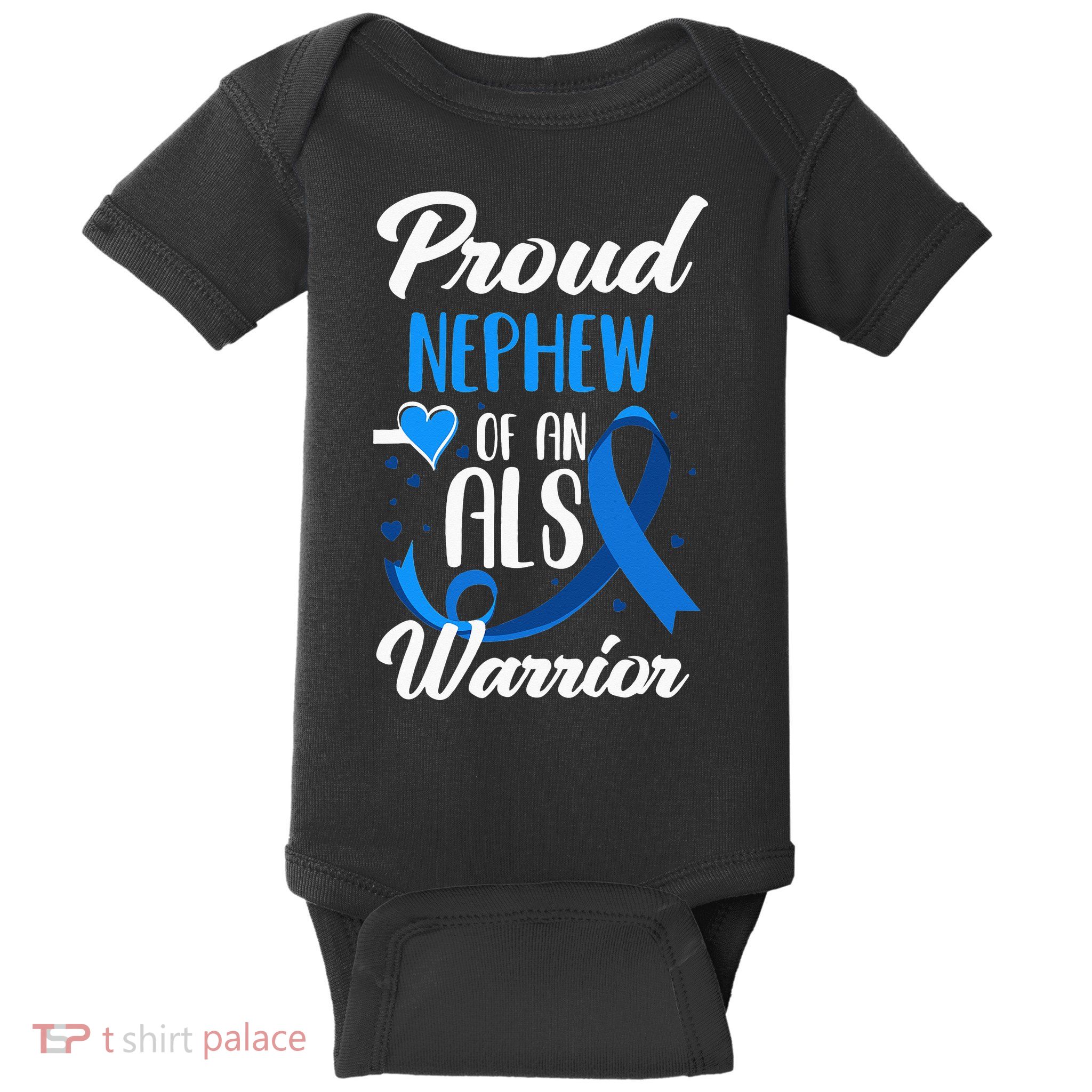 Proud Nephew Of An ALS Warrior Aunt Uncle ALS Awareness Baby Bodysuit