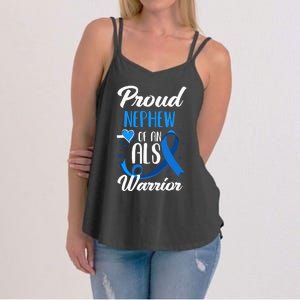 Proud Nephew Of An ALS Warrior Aunt Uncle ALS Awareness Women's Strappy Tank