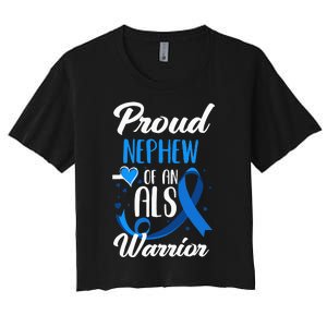 Proud Nephew Of An ALS Warrior Aunt Uncle ALS Awareness Women's Crop Top Tee