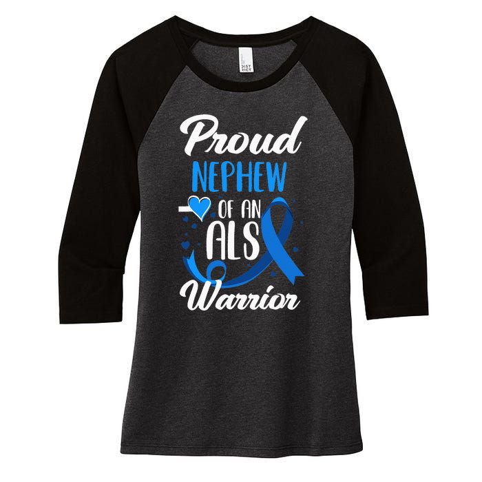 Proud Nephew Of An ALS Warrior Aunt Uncle ALS Awareness Women's Tri-Blend 3/4-Sleeve Raglan Shirt