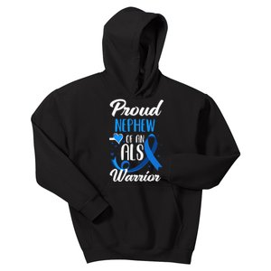 Proud Nephew Of An ALS Warrior Aunt Uncle ALS Awareness Kids Hoodie