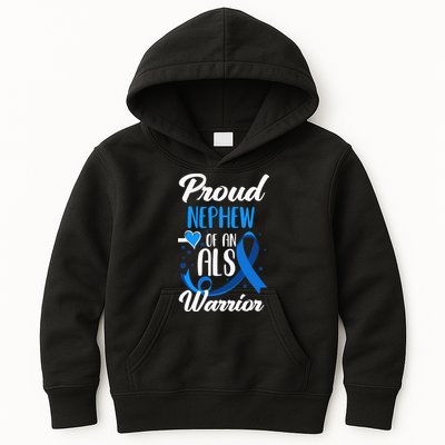 Proud Nephew Of An ALS Warrior Aunt Uncle ALS Awareness Kids Hoodie