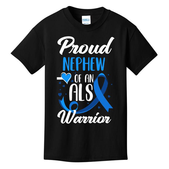 Proud Nephew Of An ALS Warrior Aunt Uncle ALS Awareness Kids T-Shirt