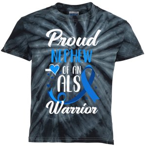 Proud Nephew Of An ALS Warrior Aunt Uncle ALS Awareness Kids Tie-Dye T-Shirt