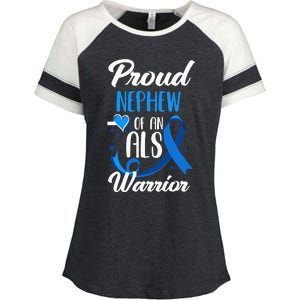 Proud Nephew Of An ALS Warrior Aunt Uncle ALS Awareness Enza Ladies Jersey Colorblock Tee