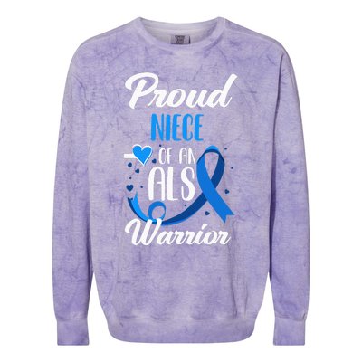 Proud Niece Of An ALS Warrior Aunt Uncle ALS Awareness Colorblast Crewneck Sweatshirt