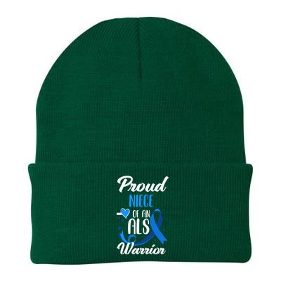 Proud Niece Of An ALS Warrior Aunt Uncle ALS Awareness Knit Cap Winter Beanie