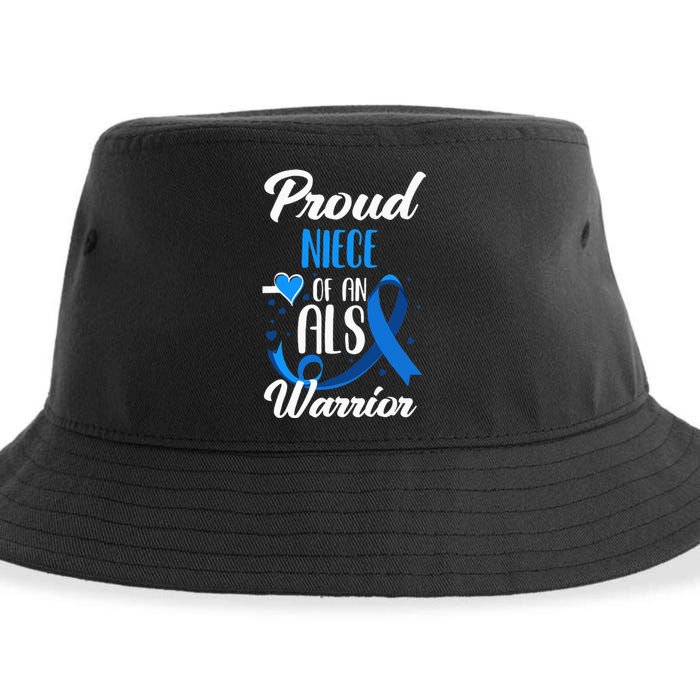 Proud Niece Of An ALS Warrior Aunt Uncle ALS Awareness Sustainable Bucket Hat