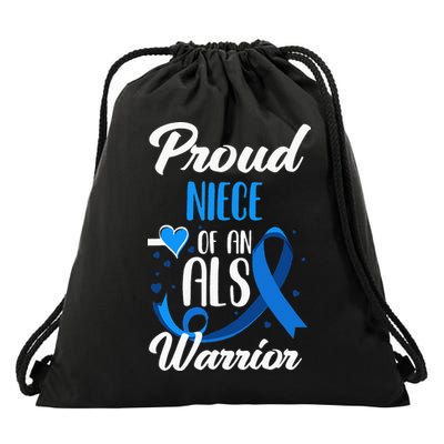 Proud Niece Of An ALS Warrior Aunt Uncle ALS Awareness Drawstring Bag