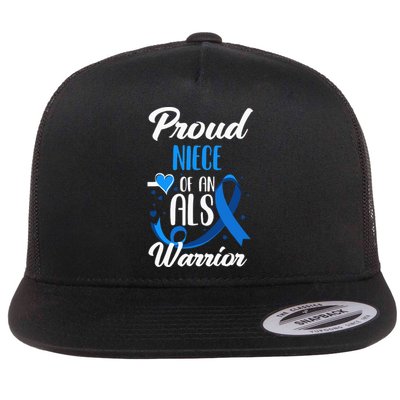 Proud Niece Of An ALS Warrior Aunt Uncle ALS Awareness Flat Bill Trucker Hat