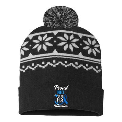 Proud Niece Of An ALS Warrior Aunt Uncle ALS Awareness USA-Made Snowflake Beanie