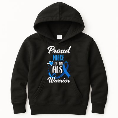 Proud Niece Of An ALS Warrior Aunt Uncle ALS Awareness Kids Hoodie