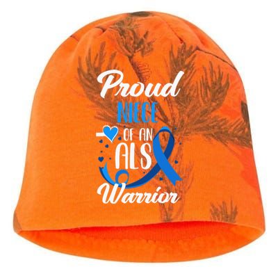 Proud Niece Of An ALS Warrior Aunt Uncle ALS Awareness Kati - Camo Knit Beanie