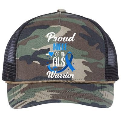 Proud Niece Of An ALS Warrior Aunt Uncle ALS Awareness Retro Rope Trucker Hat Cap