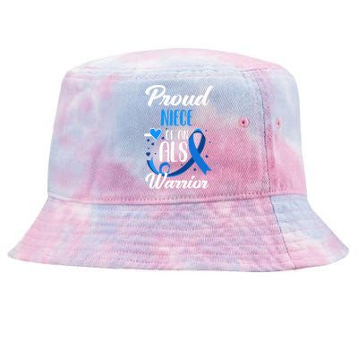 Proud Niece Of An ALS Warrior Aunt Uncle ALS Awareness Tie-Dyed Bucket Hat