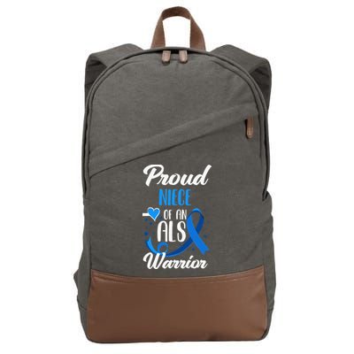 Proud Niece Of An ALS Warrior Aunt Uncle ALS Awareness Cotton Canvas Backpack